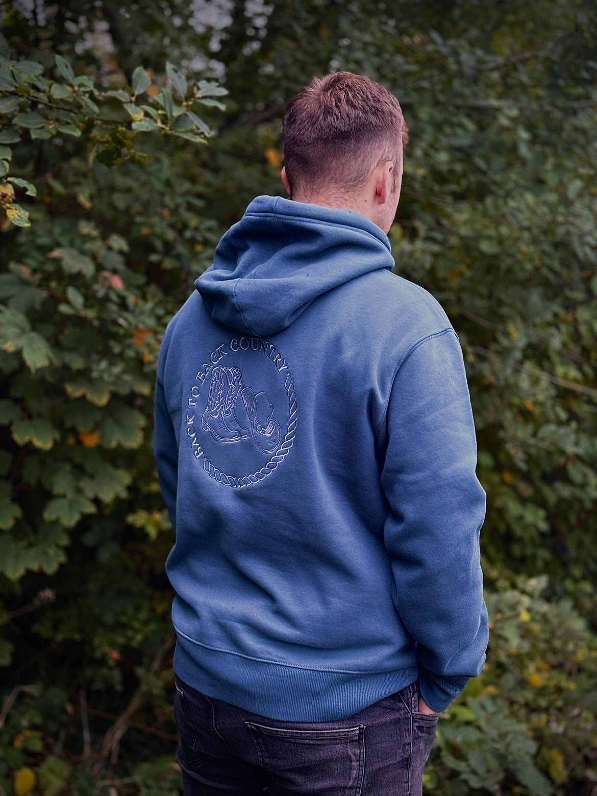 Ocean blue embroidered