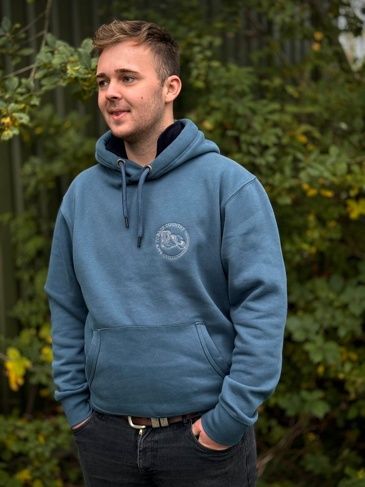 Ocean blue embroidered